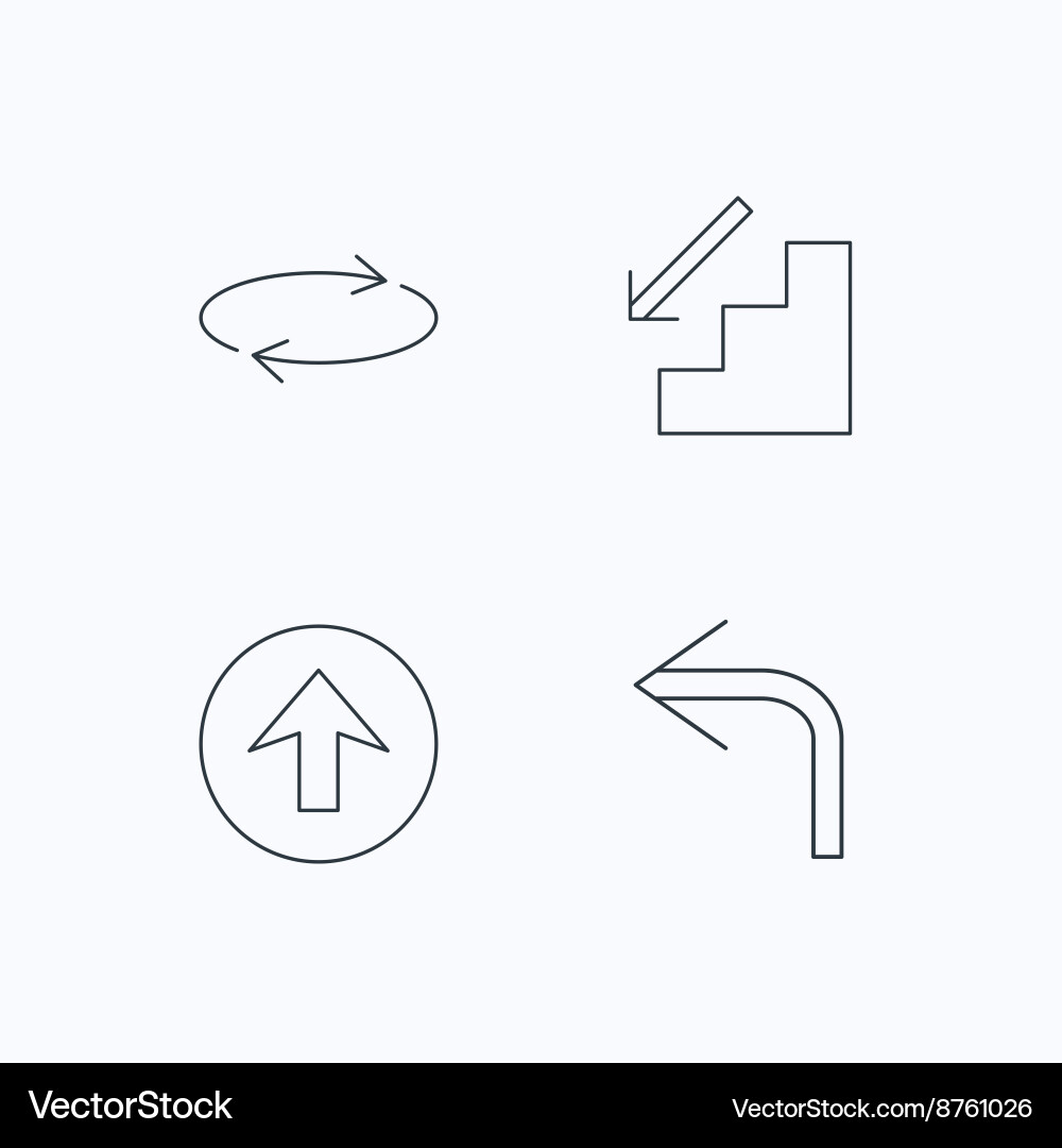 Arrows icons upload repeat linear signs vector image