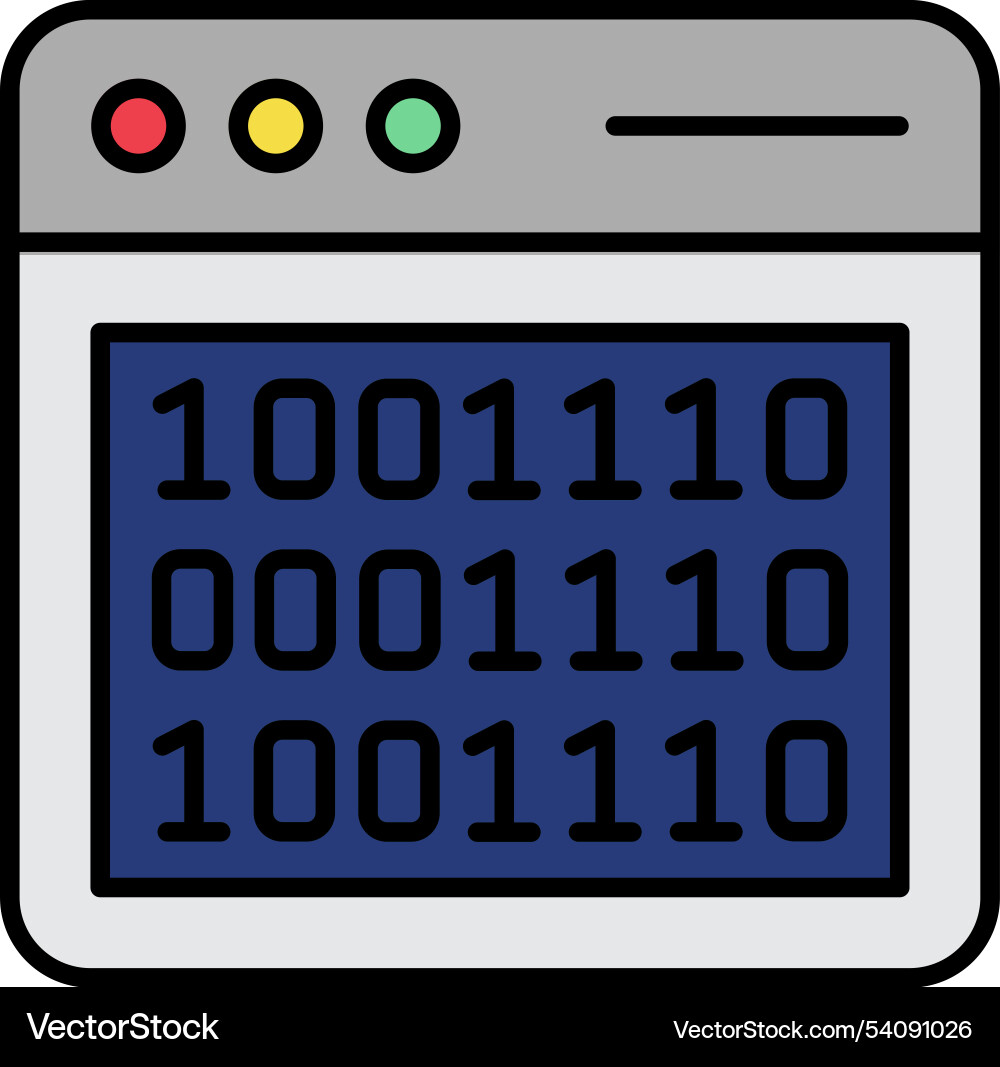 Binary code line filled icon design Vector Image
