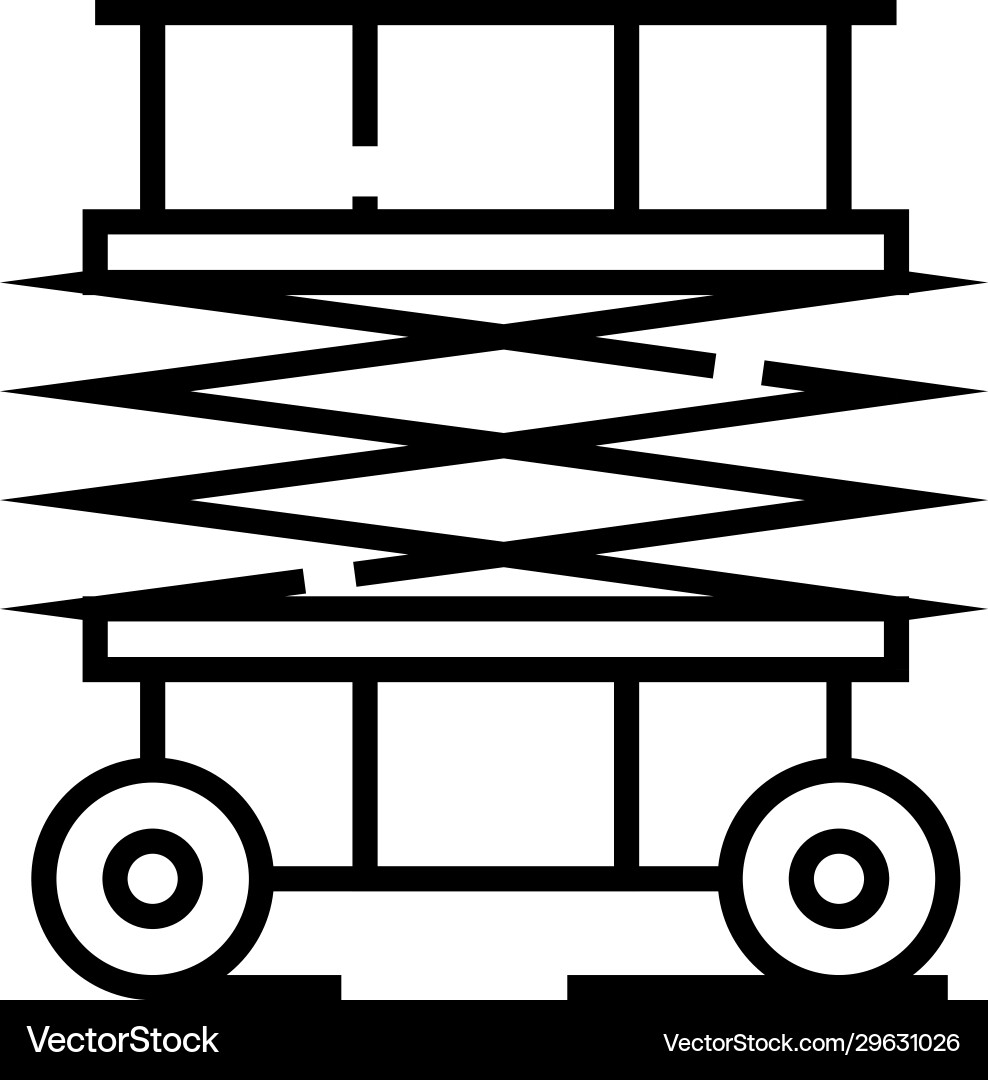 Building machine line icon concept sign outline Building machine line icon concept sign outline Vector Image