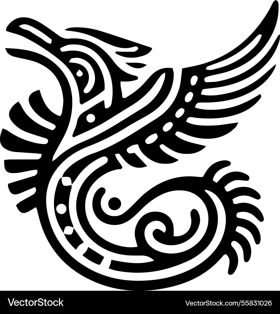 Eathered serpent quetzalcoatl tribal art style Eathered serpent quetzalcoatl tribal art style vector image