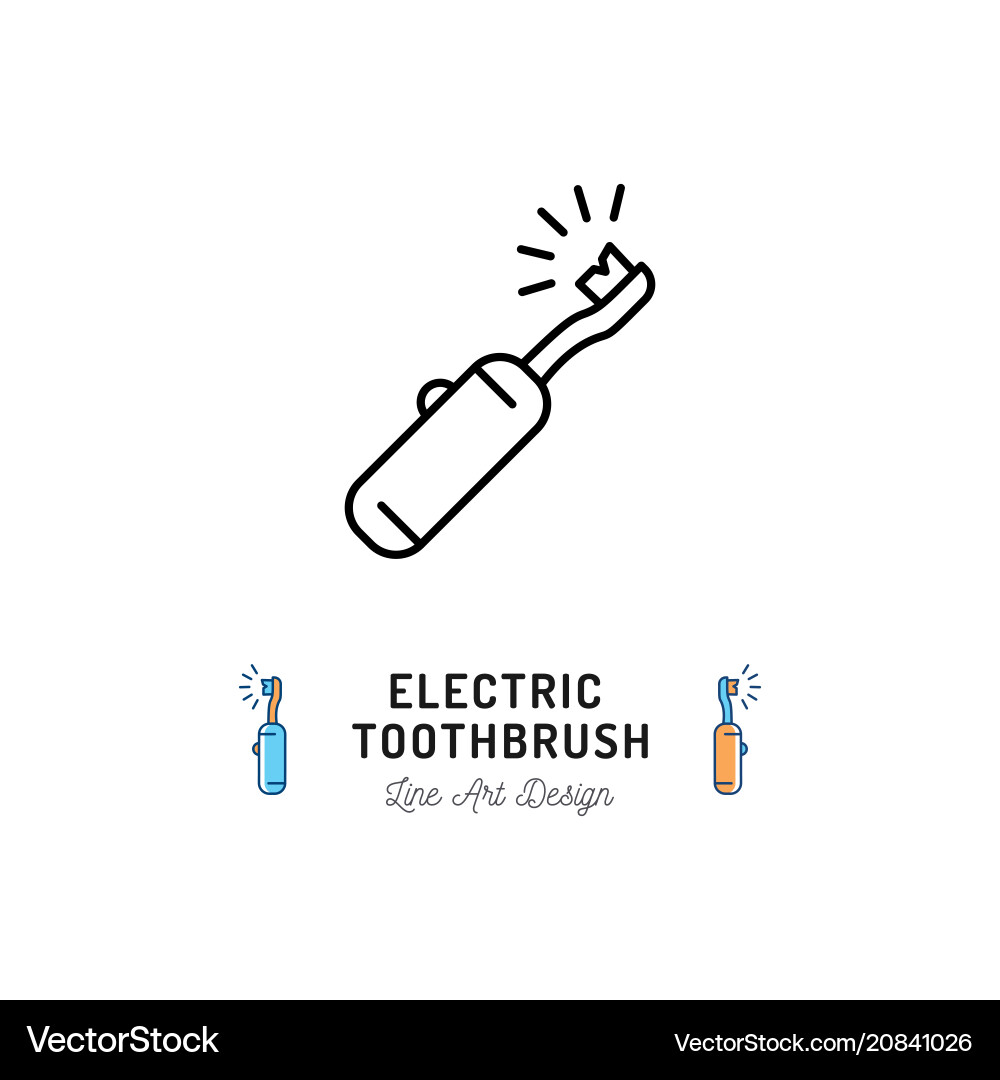 Electric toothbrush line icon dental care oral Electric toothbrush line icon dental care oral vector image