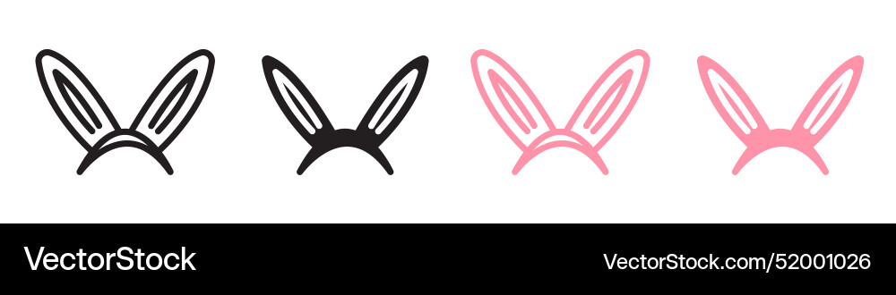 Festive hare ear party headband icon set Vector Image