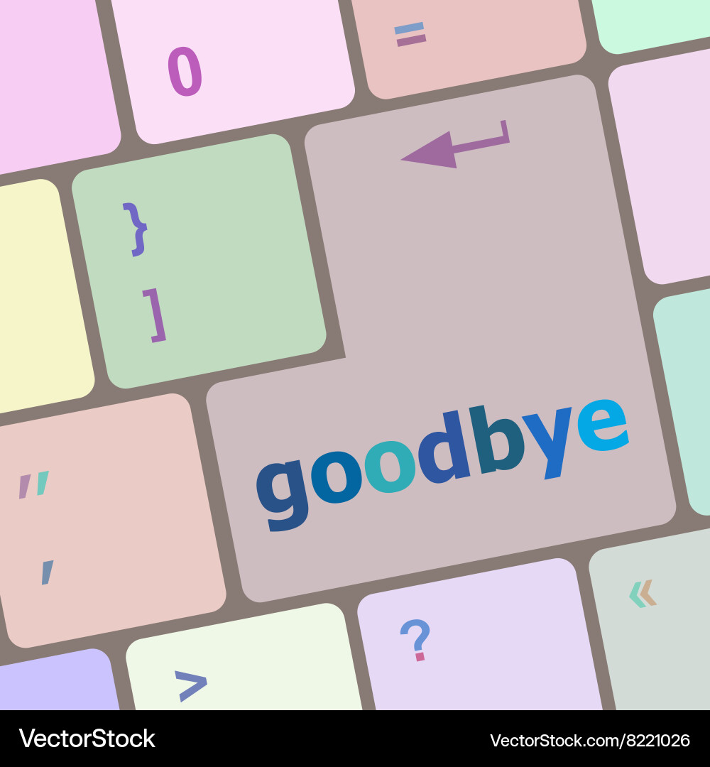 Goodbye word on keyboard key notebook computer Vector Image