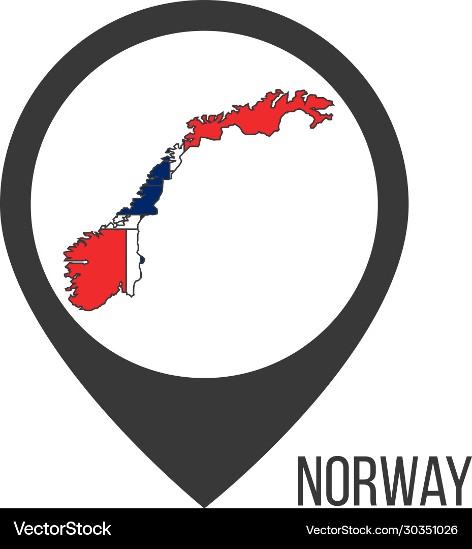 Map pointers with contry norway flag stock Map pointers with contry norway flag stock vector image
