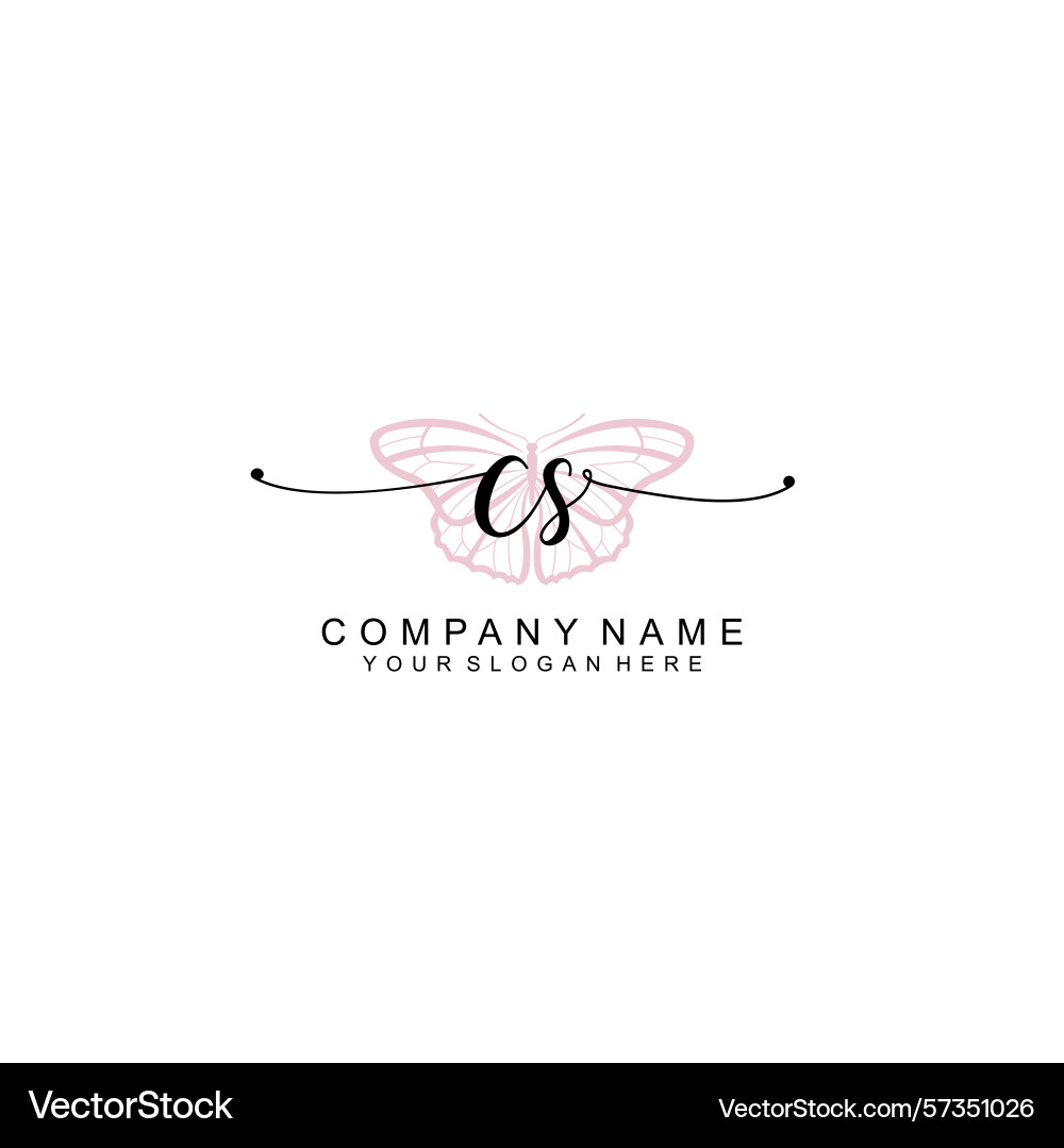 Minimalist handwritten cs initial logos with soft vector image