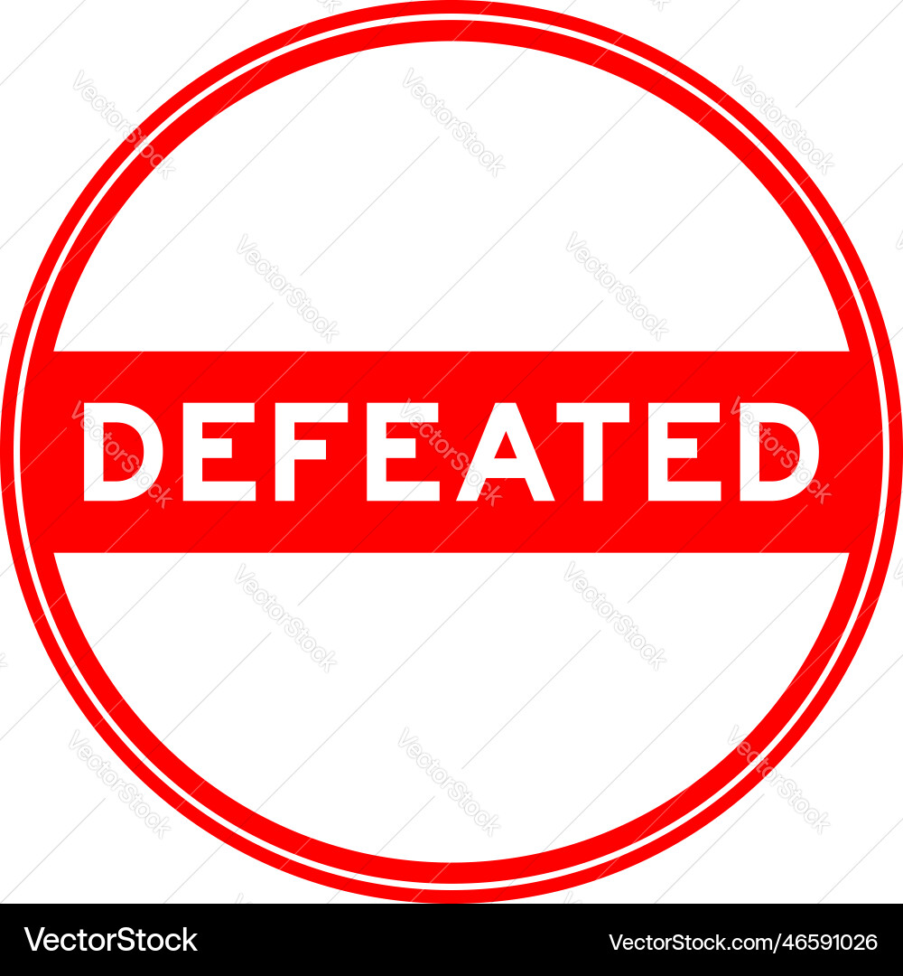 Red color round seal sticker in word defeated Red color round seal sticker in word defeated vector image