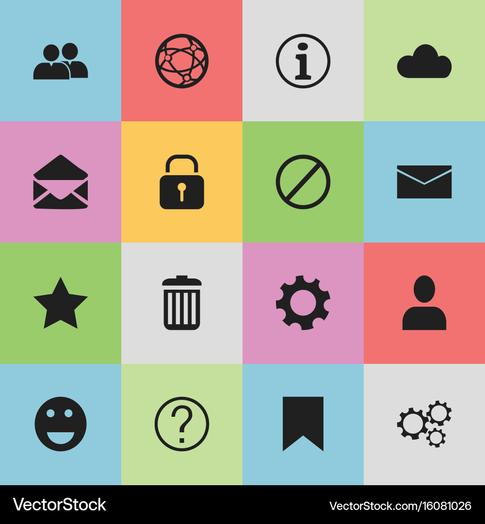 Set of 16 editable network icons includes symbols Vector Image