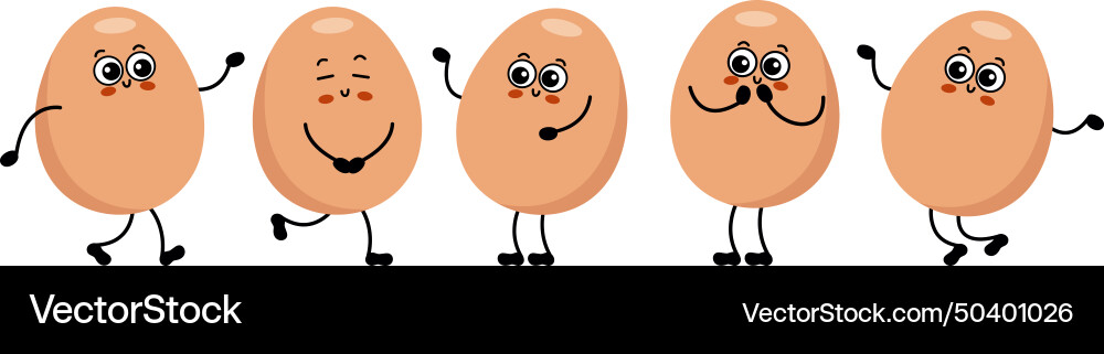 Set of funny eggs mascot in different positions Vector Image