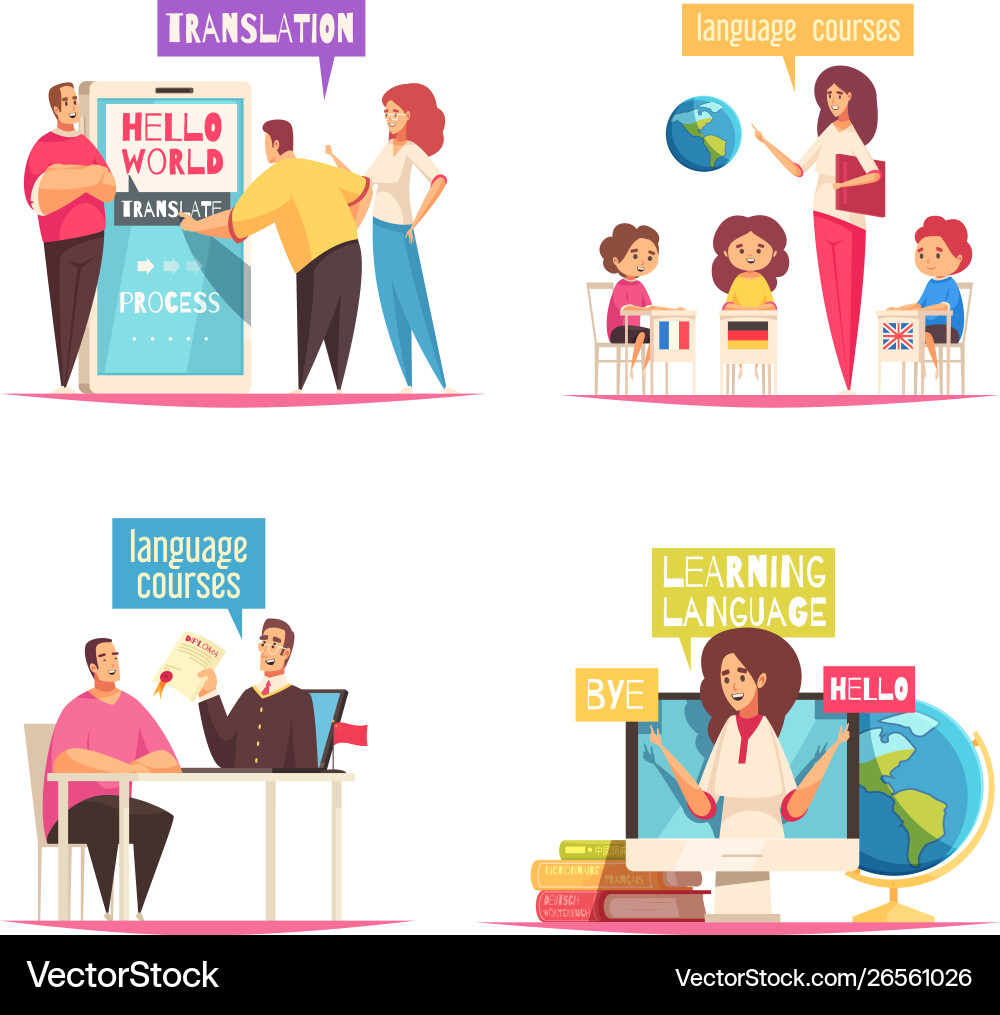 Sprachlernkonzepte Vektorbild