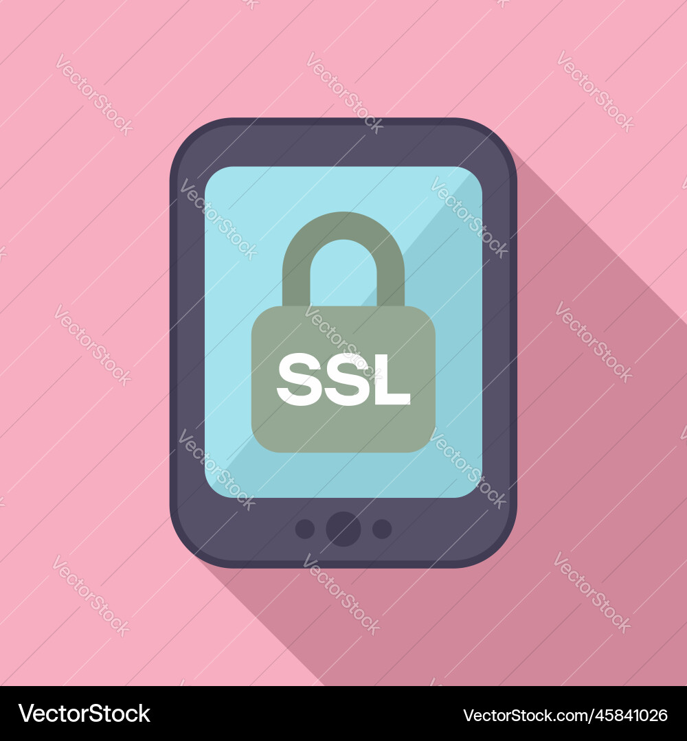 Tablet ssl certificate icon flat secure Tablet ssl certificate icon flat secure vector image