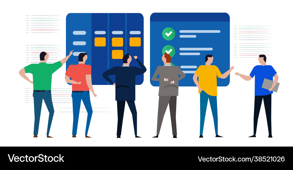 Team task board to do list post it notes check Team task board to do list post it notes check vector image