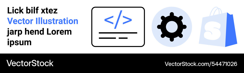 Tech elements featuring code gear and shopping Vector Image