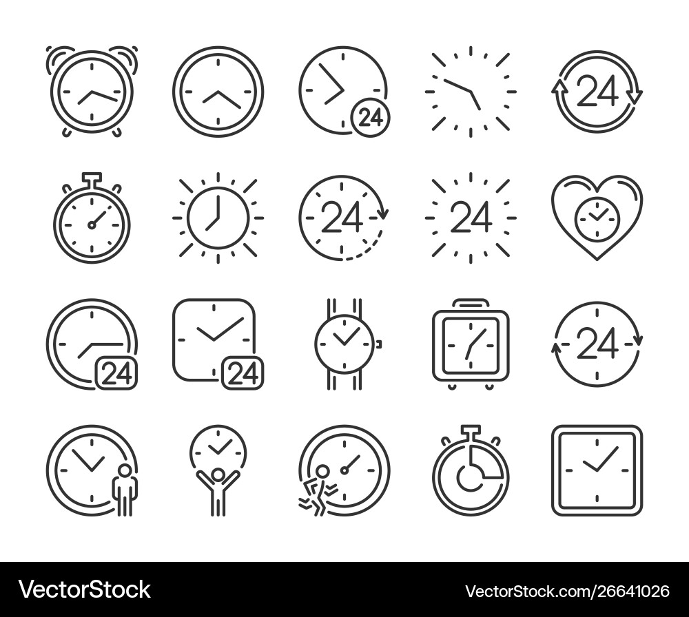 Timer icon time management line icons set Timer icon time management line icons set vector image