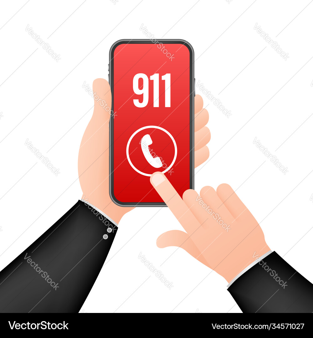 911 smartphone in flat style call icon Vector Image