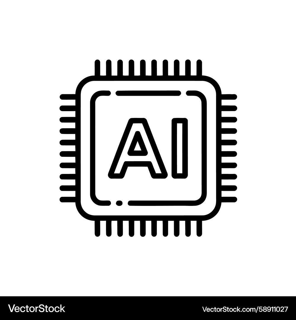 AI Microchip: Neural Network Symbol Vector Image