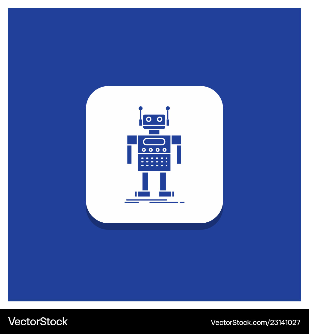 Blaue runde Taste für Roboter Android künstlich Blaue runde Taste für Roboter Android künstlich vektorbild