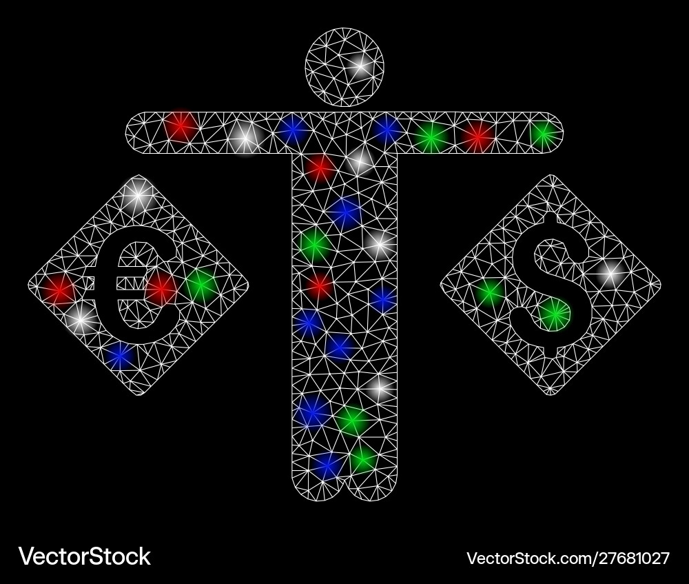 Bright mesh network currency trader with flare Vector Image