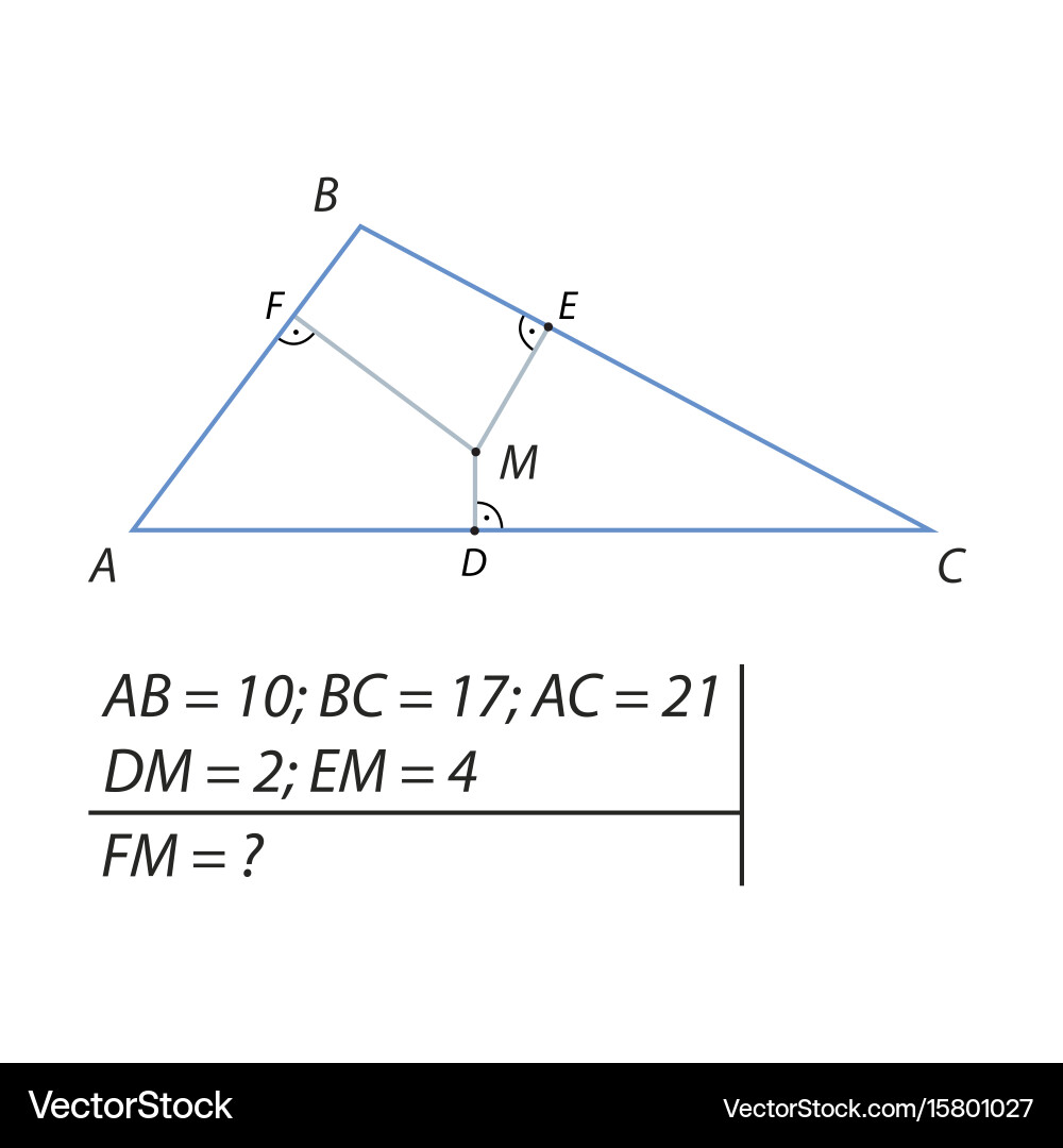 Calculating Distance from Point M to Point F in a vector image