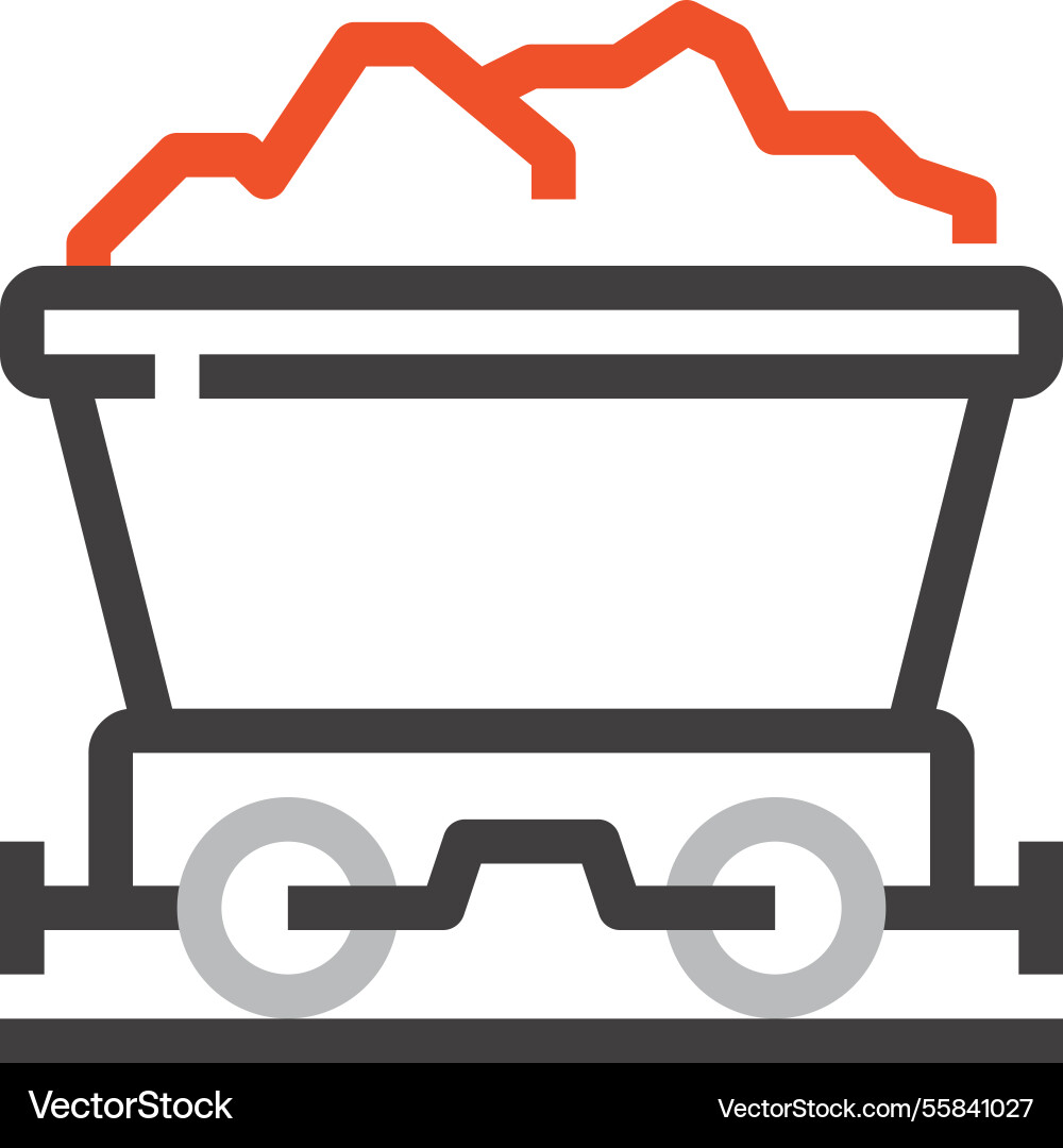 Coal mining flat line web icon concept Coal mining flat line web icon concept vector image