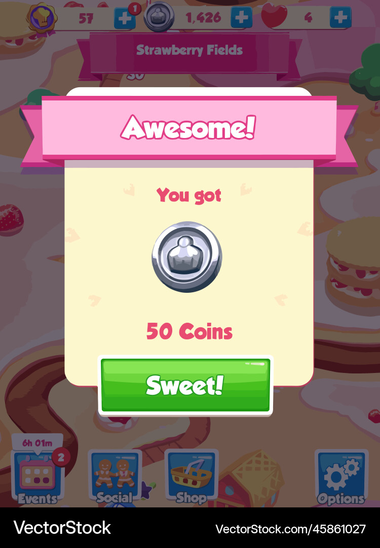 Complete set of level button game ui pop-up icon vector image