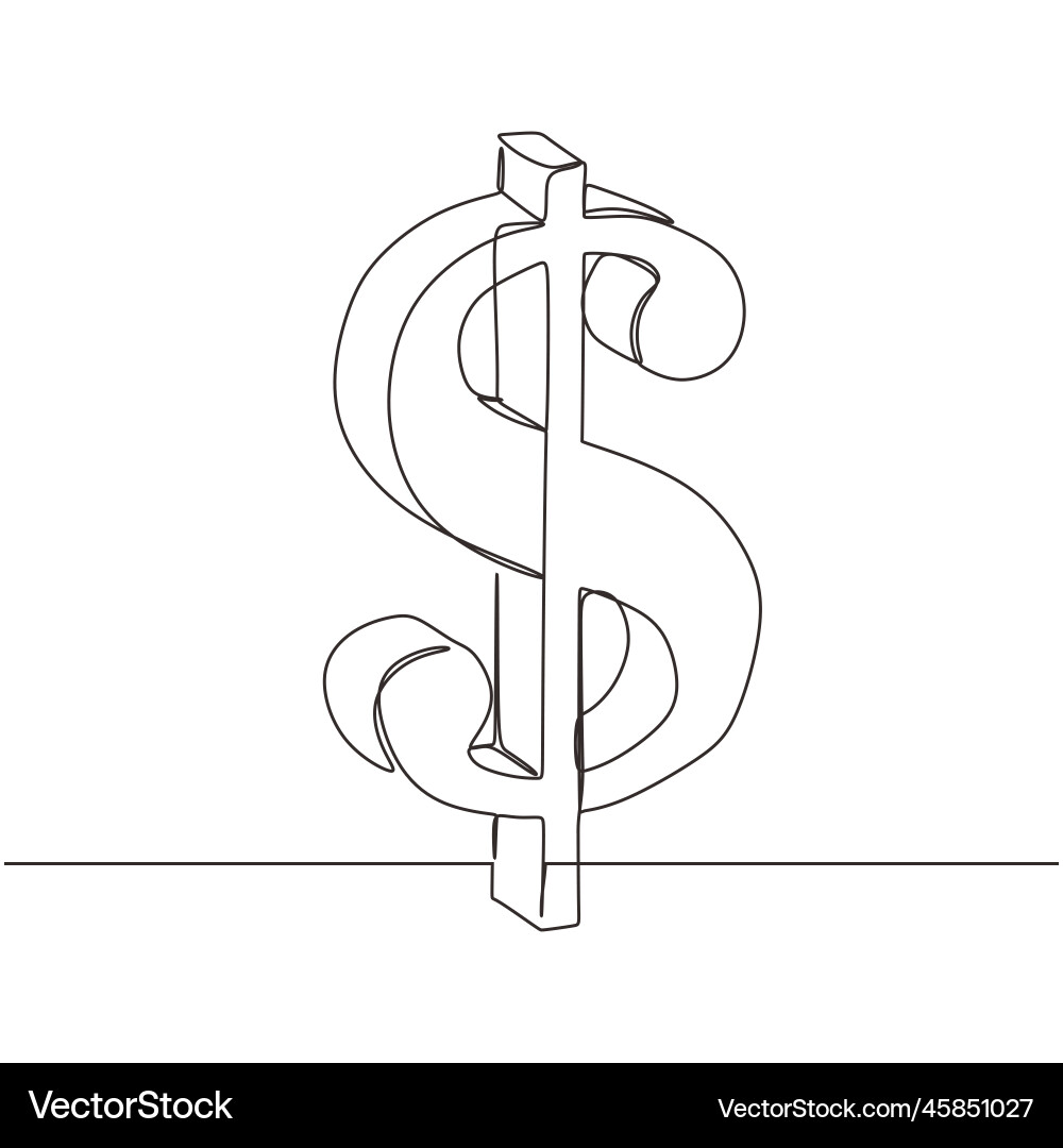 Continuous one line drawing of dollar symbol Vector Image