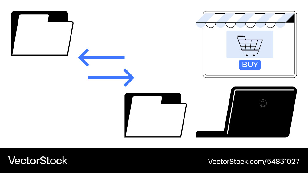 Digital file transfer in e-commerce exchanging Digital file transfer in e-commerce exchanging vector image