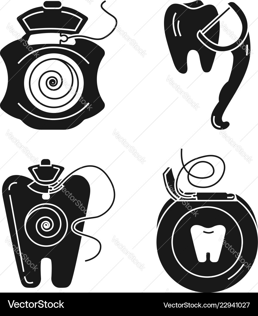 Floss icon set simple style Floss icon set simple style vector image