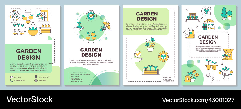 Garden design and landscaping green brochure vector image