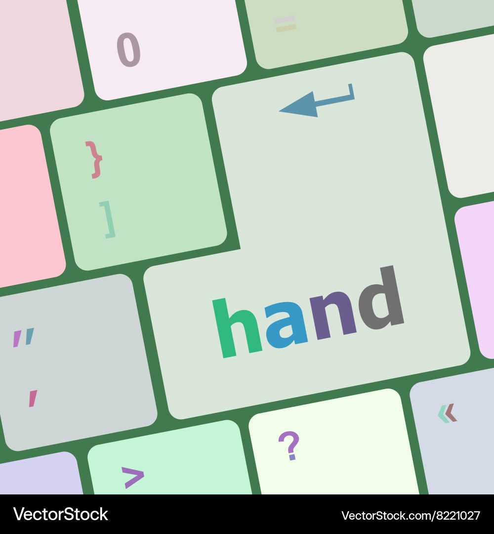 Hand word on button of keyboard key vector image