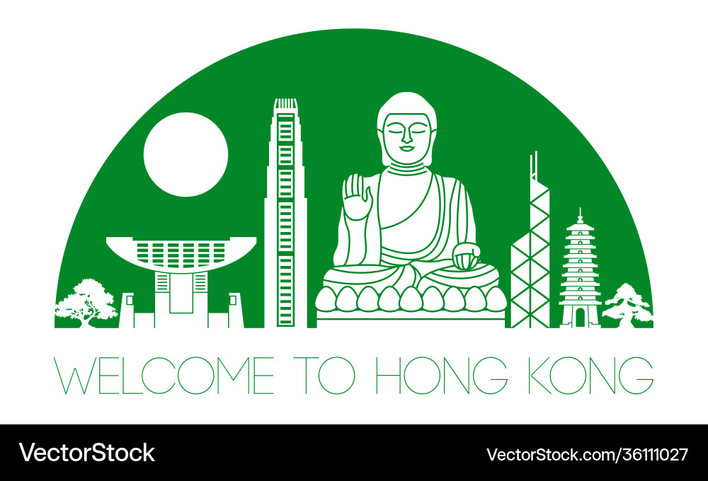 Hong kong famous landmark silhouette styletext Hong kong famous landmark silhouette styletext vector image