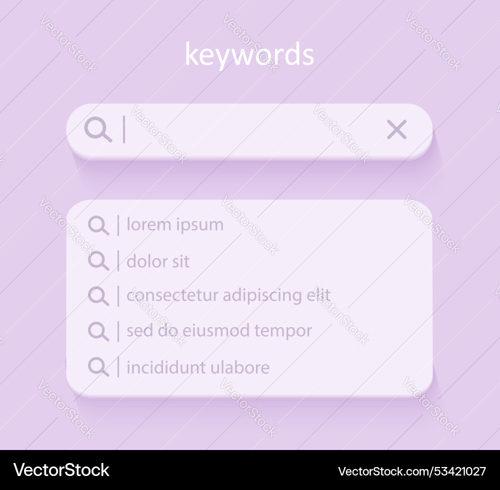 Lsi keyword ranking with search bar key Lsi keyword ranking with search bar key vector image