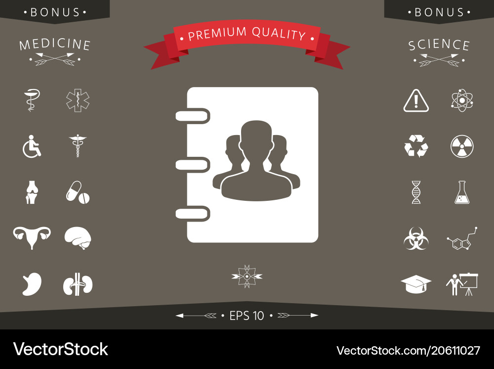 Notebook address phone book icon with symbol Vector Image