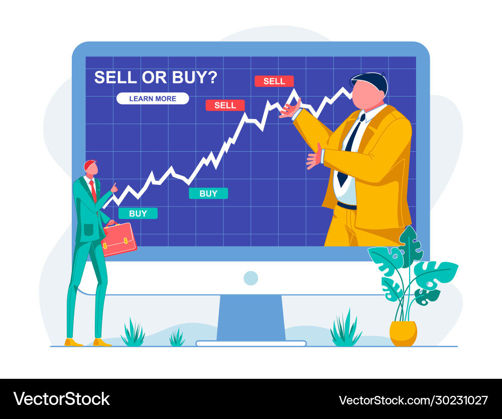 Online-Handel Unterricht verkaufen oder kaufen Analyse-Chart Online-Handel Unterricht verkaufen oder kaufen Analyse-Chart vektorbild