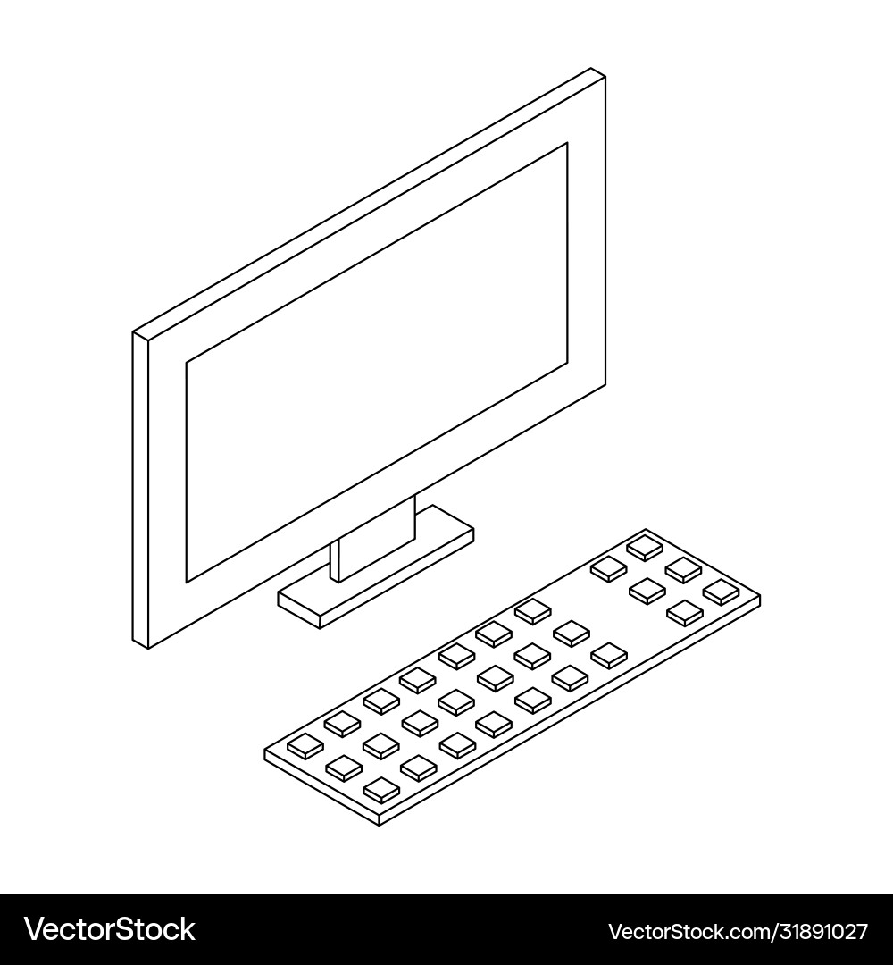 Personal computer lcd minotor and keyboard vector image