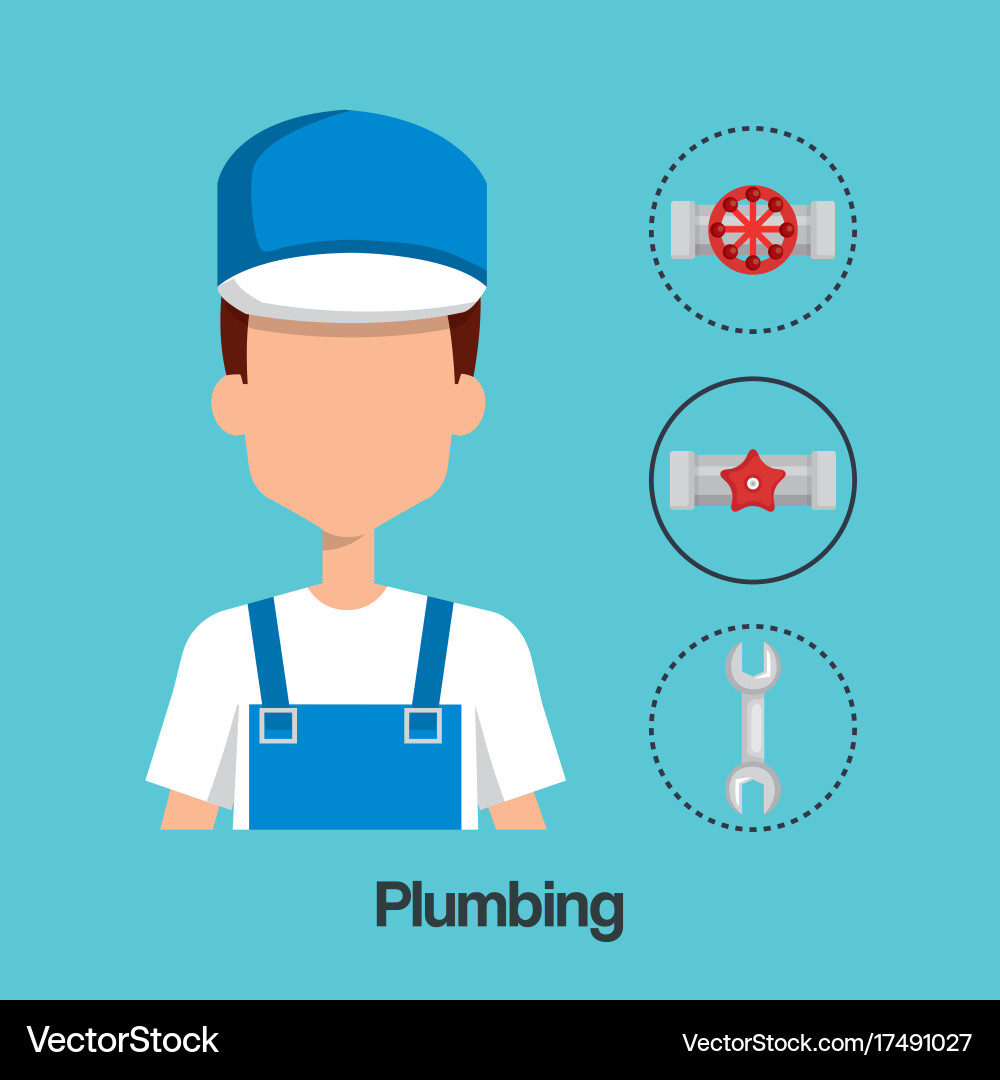 Plumber with tool set Vector Image