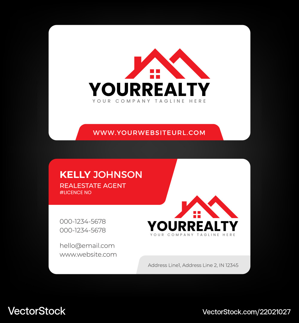 Real Estate Business Card Template – Royalty-Free Vector | VectorStock, image size:1000x1080