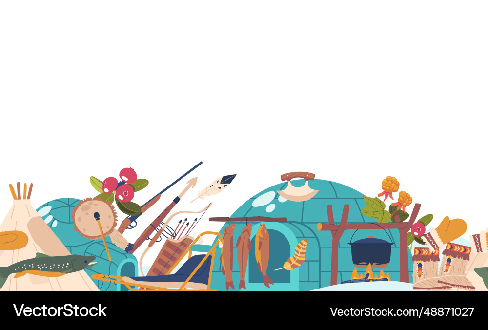 Seamless pattern with inuit items igloo gloves Seamless pattern with inuit items igloo gloves vector image