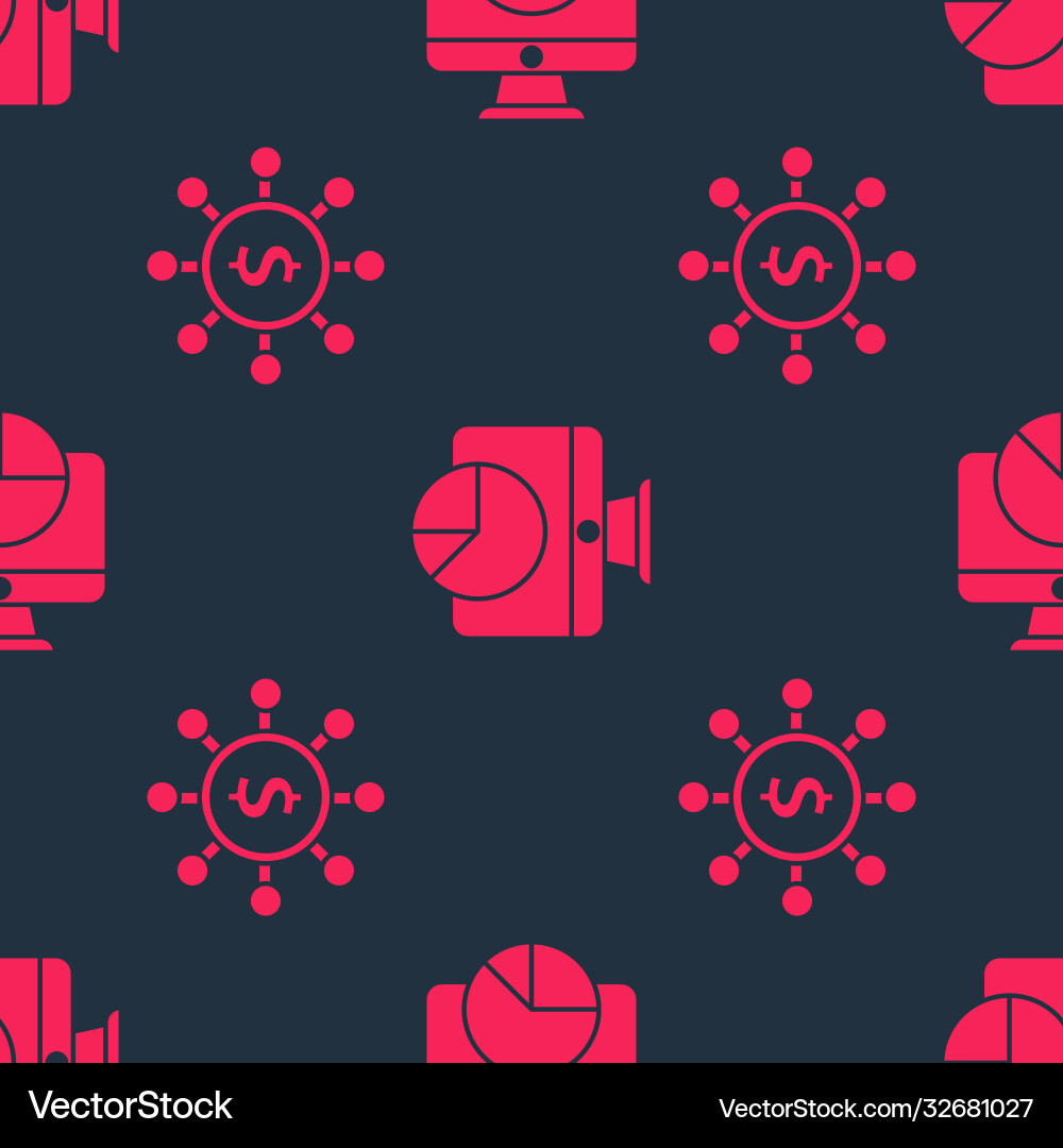 Set dollar share network and computer monitor Set dollar share network and computer monitor vector image