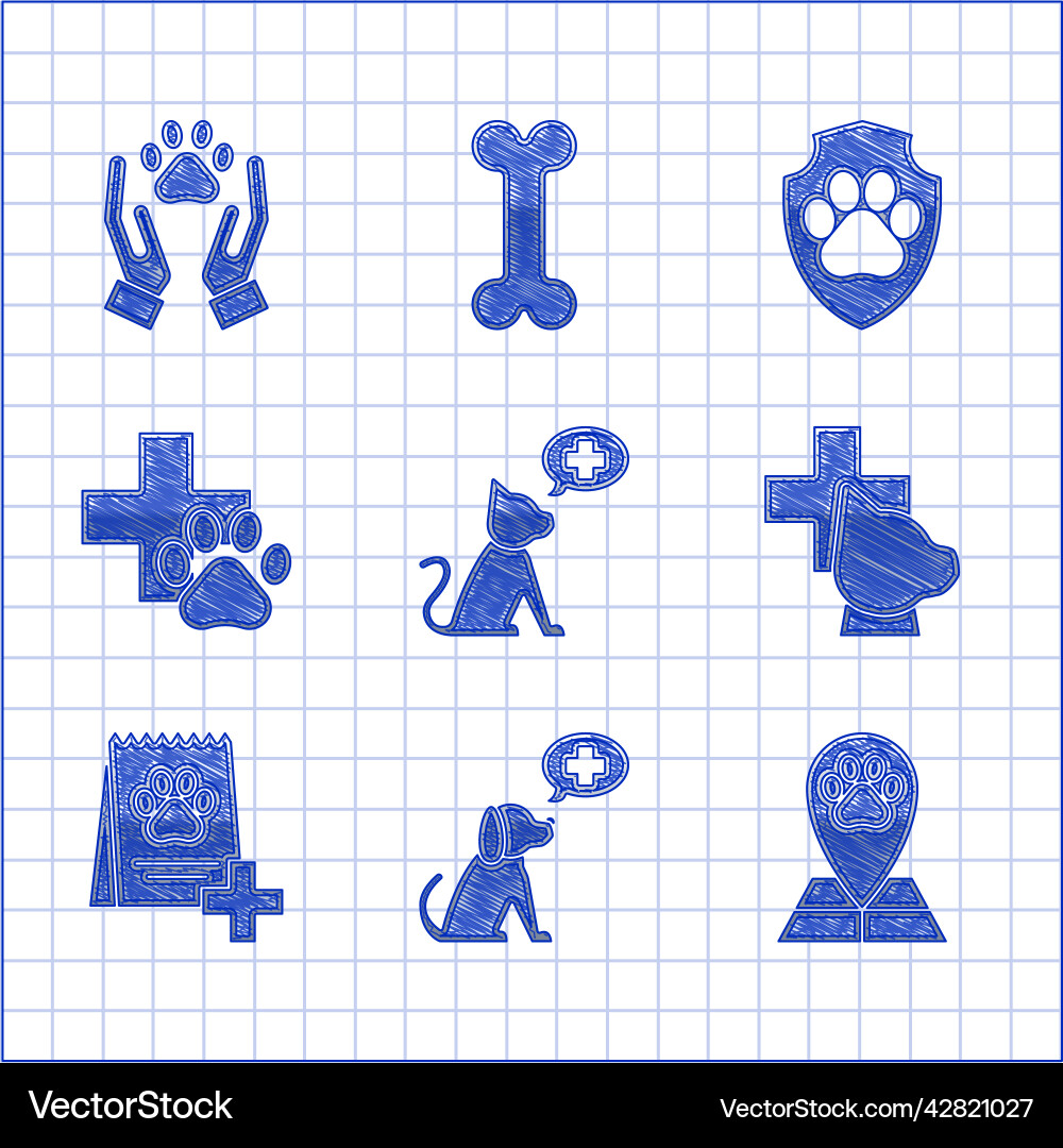 Set veterinary clinic symbol map pointer vector image