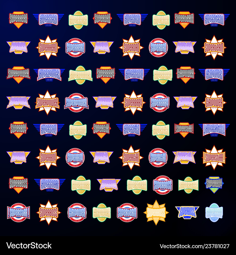 Sport Emblem Typografie Set Superheld Logotyp Sport Emblem Typografie Set Superheld Logotyp vektorbild