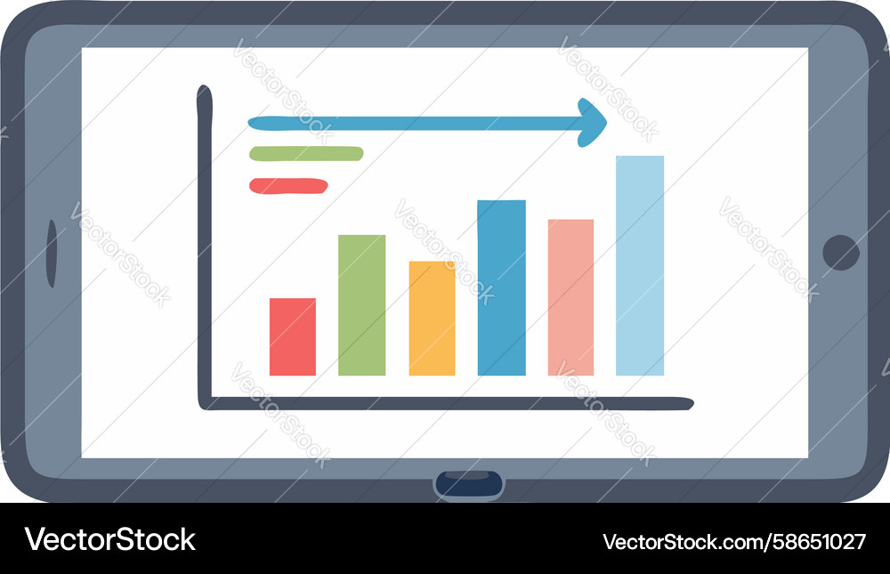 Tablet displaying business bar graph design Vector Image