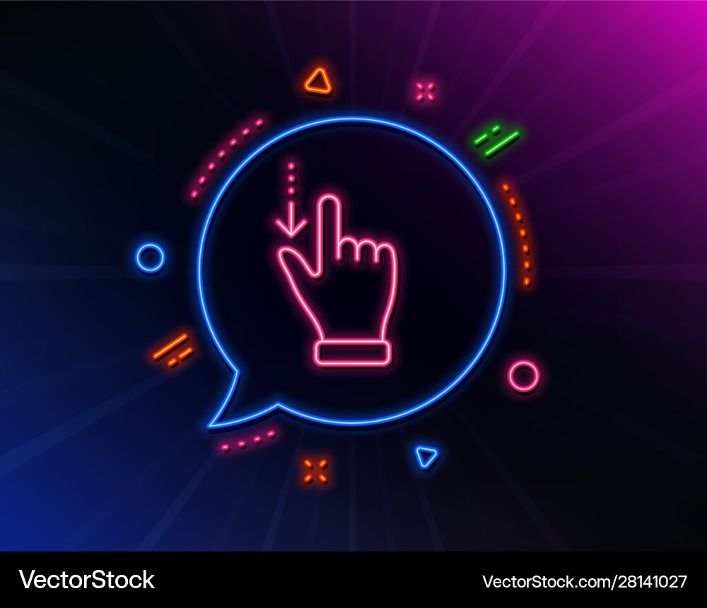 Touchscreen gesture line icon slide down arrow Touchscreen gesture line icon slide down arrow vector image