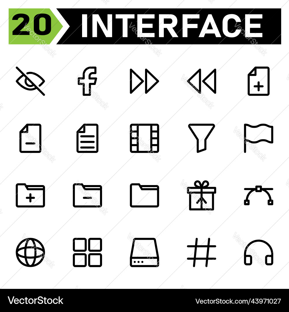 User interface icon set include face book social User interface icon set include face book social vector image