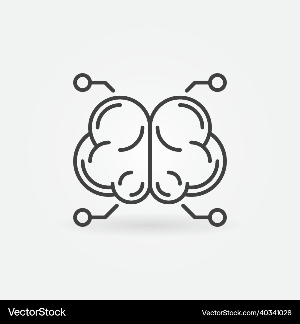 Ai brain linear icon - artificial Ai brain linear icon - artificial vector image