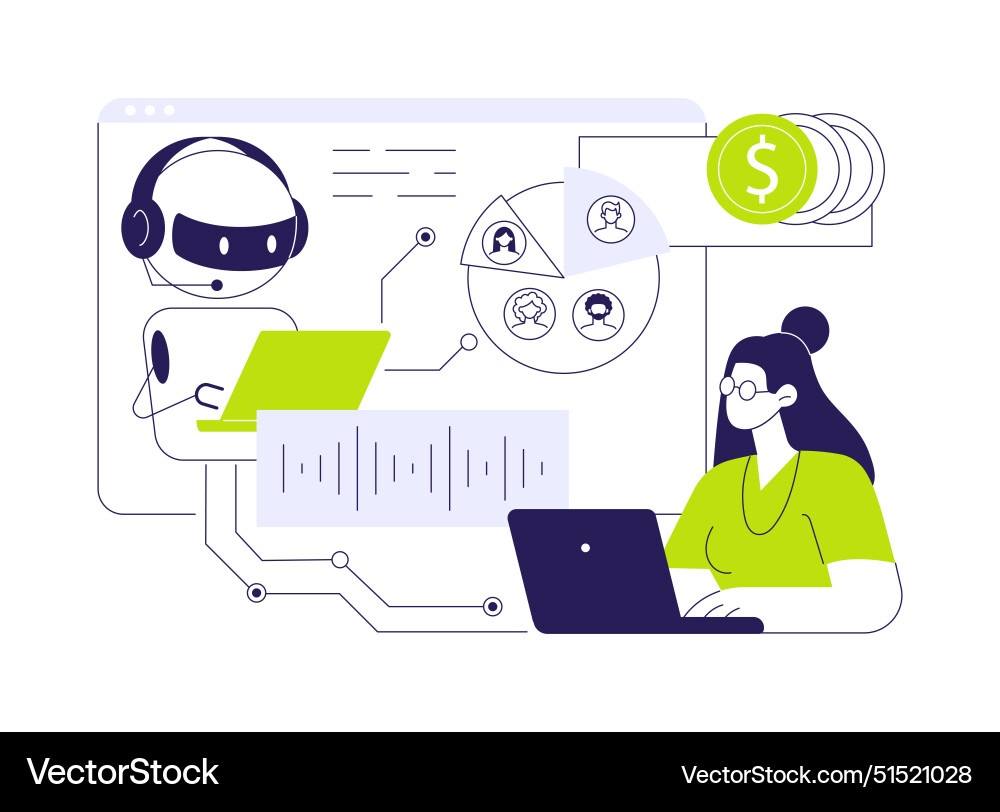 Ai-driven call analysis abstract concept Ai-driven call analysis abstract concept Vector Image