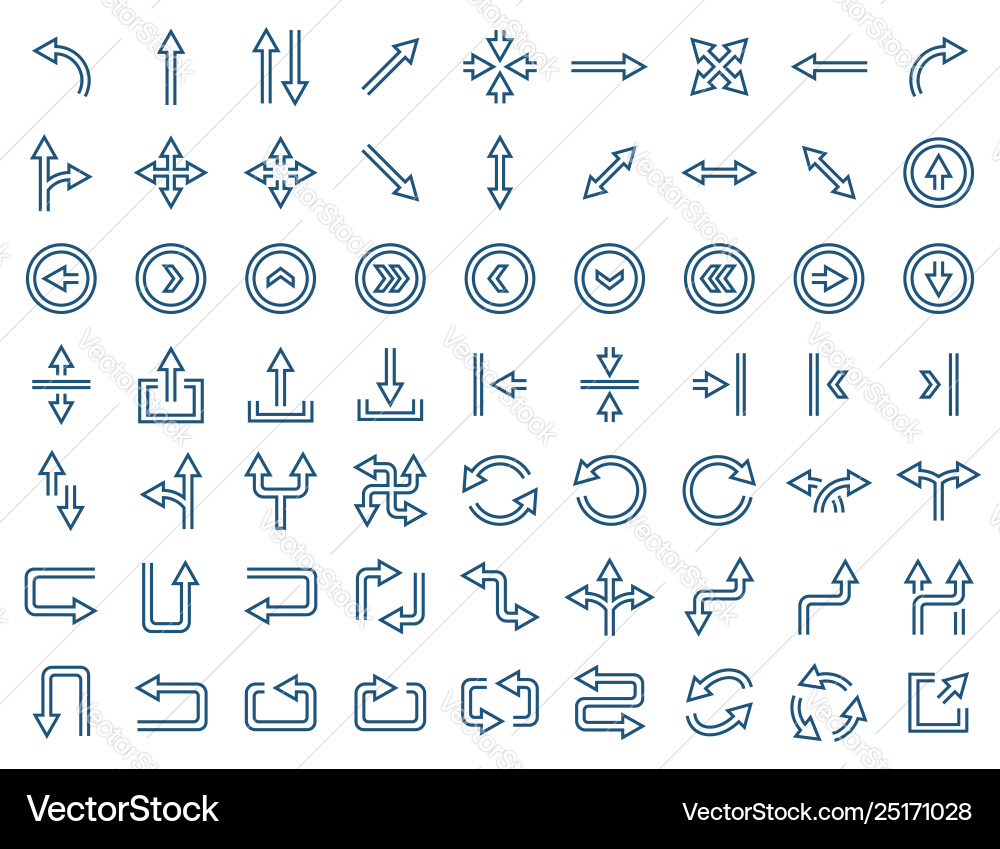 Arrow icon set in flat style symbols Arrow icon set in flat style symbols vector image