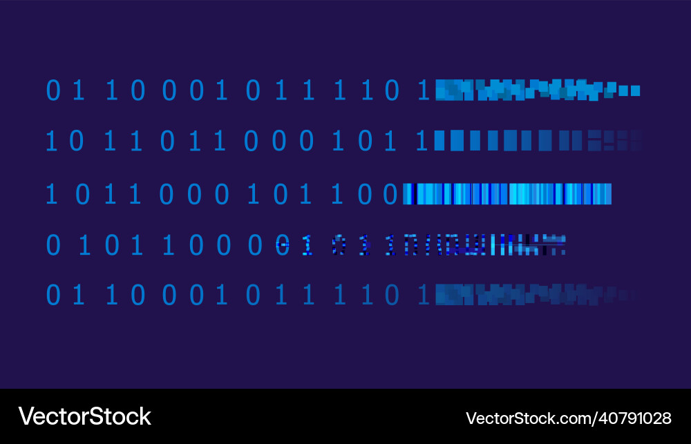 Binary code is transforming to the pixels Binary code is transforming to the pixels vector image
