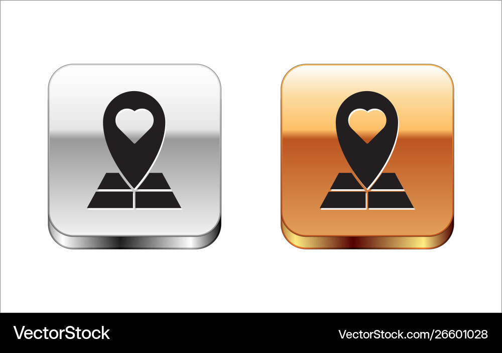 Black map pointer with heart icon isolated Black map pointer with heart icon isolated vector image