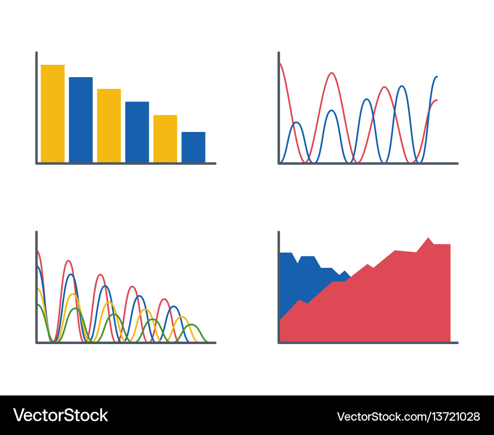 Business data graph analytics elements bar pie vector image