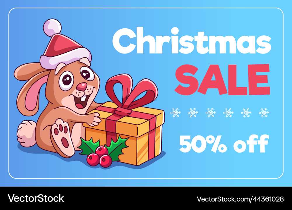 Christmas sale web banner little rabbit Christmas sale web banner little rabbit vector image